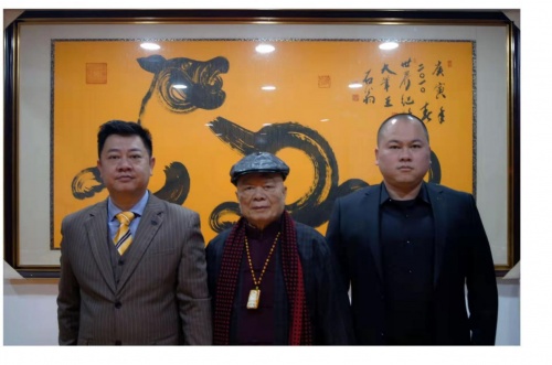 苏志龙总裁和黄燕南站长拜访“大笔王”石翁先生