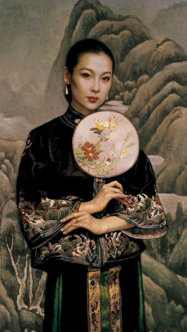 36陈逸鸣  《黑衣女子》  121.9x66cm  油画2001年.png